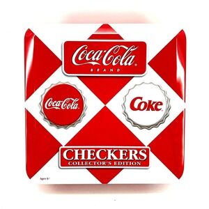 Coca-Cola Checkers Collector's Edition Game Tin USAopoly 2003 Bottle Cap Pieces